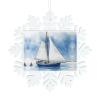 Blue Sailboat 1 Print Christmas Snowflake Decor Hanging Xmas Tree Santa Keepsake Home Souvenir Gifts view 1