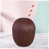 jojofuny Tropical Coconut Drink Cups with Straw Pe Party Cups for Luau Hawaiian Beach Theme Reusable Drinkware for Summer Parties and Bbq Favors Random Color view 3