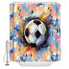 Anzona Soccer Waterproof Shower Curtains Set - Standard 66 x 72 Inch, Yellow Blue Pink Watercolor Abstract Art Sports Polyester Fabric Bathroom Curtain with 12 Hooks, Bathroom Accessories, 1 Panel view 2