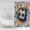 Anzona Soccer Waterproof Shower Curtains Set - Standard 66 x 72 Inch, Yellow Blue Pink Watercolor Abstract Art Sports Polyester Fabric Bathroom Curtain with 12 Hooks, Bathroom Accessories, 1 Panel view 3
