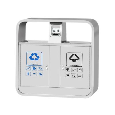 CHICKEN Hotel Trash Can Square Stainless Steel Outdoor Trash Can Sorting Trash Can Suitable for Indoor Office Area Hotel Shopping Mall Park Recycling Bin (Color : A)