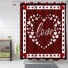 Anzona Red Valentine's Day Waterproof Shower Curtains Set - Small 36 x 72 Inch, Love Heart Red Black Plaid Polyester Fabric Bathroom Curtain with 12 Hooks, Bathroom Accessories, 1 Panel view 1