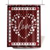 Anzona Red Valentine's Day Waterproof Shower Curtains Set - Small 36 x 72 Inch, Love Heart Red Black Plaid Polyester Fabric Bathroom Curtain with 12 Hooks, Bathroom Accessories, 1 Panel view 2