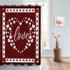 Anzona Red Valentine's Day Waterproof Shower Curtains Set - Small 36 x 72 Inch, Love Heart Red Black Plaid Polyester Fabric Bathroom Curtain with 12 Hooks, Bathroom Accessories, 1 Panel view 4