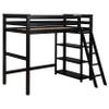 Coaster Home Furnishings Anica Transitional Wood Twin Size Loft Bed Frame with Ladder and Guardrails Fully Slatted Mattress Ready Foundation Black 460084 view 1
