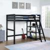Coaster Home Furnishings Anica Transitional Wood Twin Size Loft Bed Frame with Ladder and Guardrails Fully Slatted Mattress Ready Foundation Black 460084 view 2