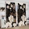 JanJCurt Black Gold Floral Curtains, Retro Peony Rose Flowers Oriental Style Gothic Garden Blackout Window Treatments for Farmhouse Living Room Bedroom Kitchen 42x63in view 4