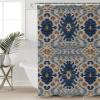 Anzona Boho Blue Brown Waterproof Shower Curtains Set - Stall 48 x 72 Inch, Ethnic Modern Geometric Abstract Art Polyester Fabric Bathroom Curtain with 12 Hooks, Bathroom Accessories, 1 Panel view 1