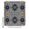 Anzona Boho Blue Brown Waterproof Shower Curtains Set - Stall 48 x 72 Inch, Ethnic Modern Geometric Abstract Art Polyester Fabric Bathroom Curtain with 12 Hooks, Bathroom Accessories, 1 Panel view 2