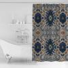 Anzona Boho Blue Brown Waterproof Shower Curtains Set - Stall 48 x 72 Inch, Ethnic Modern Geometric Abstract Art Polyester Fabric Bathroom Curtain with 12 Hooks, Bathroom Accessories, 1 Panel view 3
