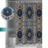 Anzona Boho Blue Brown Waterproof Shower Curtains Set - Stall 48 x 72 Inch, Ethnic Modern Geometric Abstract Art Polyester Fabric Bathroom Curtain with 12 Hooks, Bathroom Accessories, 1 Panel view 4
