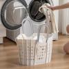 BEIJIALY Plastic Laundry Basket, Multifunction Plastic Foldable Clothes Hamper with Handles, Laundry Hamper Clothes Basket for Home Bathroom(Grey) view 2