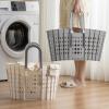 BEIJIALY Plastic Laundry Basket, Multifunction Plastic Foldable Clothes Hamper with Handles, Laundry Hamper Clothes Basket for Home Bathroom(Grey) view 3