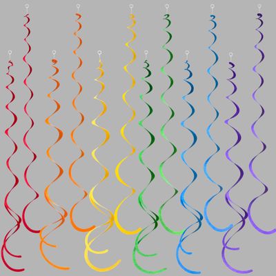 36 Pcs Rainbow Hanging Swirl Decorations Colorful Felt Swirl Streamer Spiral Ceiling Decorations Garland for Birthday Wedding Bridal Shower Baby Shower Carnival Fiesta Festival Party Supplies