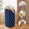 Large Waterproof Laundry With Handles, Easy Storage Basket, Freestanding Laundry Hamper, Tall Clothes Hamper Compatible with Navy Nautical Anchor view 3