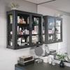 NEWOWNDS Black Tempered Glass Display Wall Storage Cabinet,Bathroom Wall Cabinet,Wall Mounted Cabinet with Curved Edges, Floating Cabinet with Adjustable Shelves for Kitchen,Dining Room,Bathroom view 2