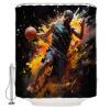 Anzona Basketball Player Waterproof Shower Curtains Set - Stall 48 x 72 Inch, Modern Abstract Art Watercolor Polyester Fabric Bathroom Curtain with 12 Hooks, Bathroom Accessories, 1 Panel view 2