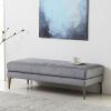 Modern Velvet Upholstered Bench,Plush Entryway Shoe Bench,Luxurious Bedroom Bench Settee with Metal Legs,Tufted Sofa Footstool for Livingroom Hallway-Dark Gray 60x45x42cm(24x18x17i view 1