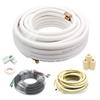 TAUROX 50FT Mini Split Line Set 1/4" & 3/8" O.D Copper Pipes Tubing and 3/8" White Thickened PE Insulation Coil, for Mini Split Air Conditioning or Heating Pump Equipment and HVAC with Flared Nuts. view 1