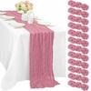 12 Pieces Dusty Rose Cheesecloth Table Runner 10FT Pink Runner for Tables Gauze Fabric Boho 35 x 120 Inches Long Table Runner Decoration Rustic Sheer Runner for Wedding Baby Birthday Party Dusty Rose view 1