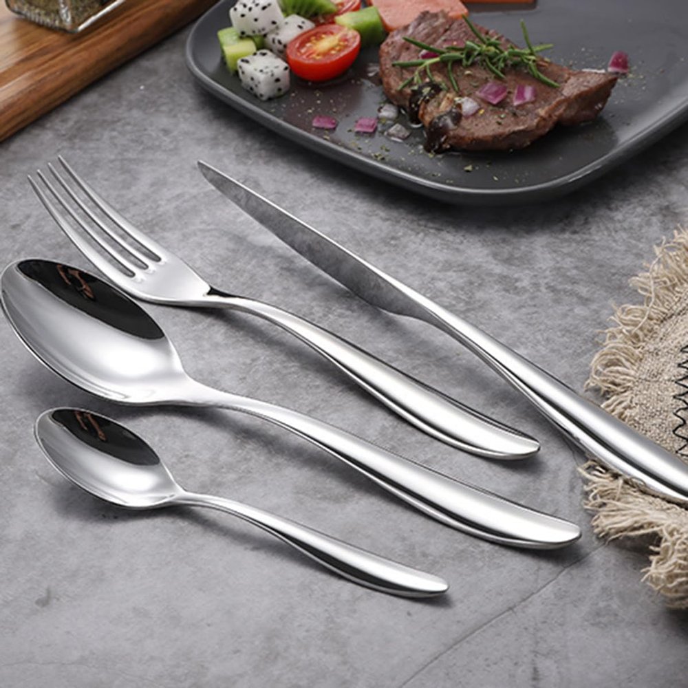 16-Piece Stainless Steel Flatware Set for 4,Food-Grade Tableware Cutlery Set,304 Stainless Steel Flatware Cutlery Set,Kitchen Utensil Tableware sets Include Spoon, Fork & Knife, Dishwasher Safe