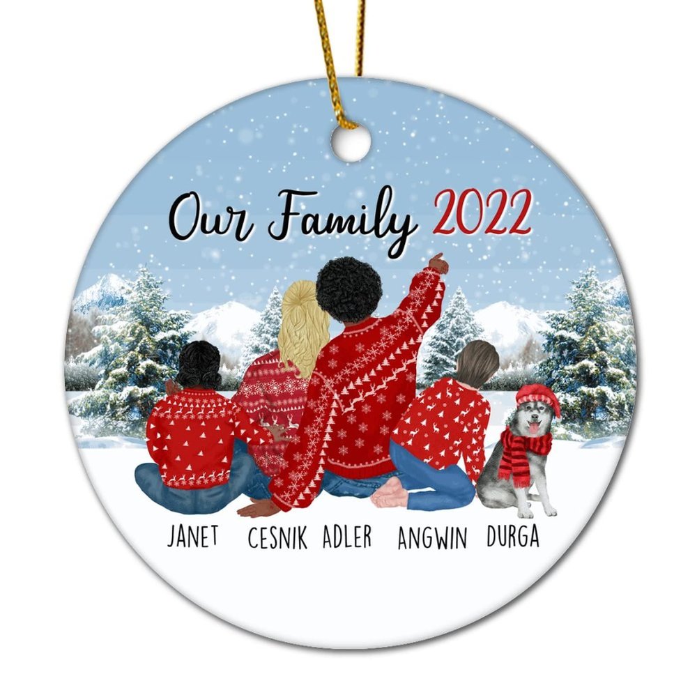 DOREENABE Custom Family Christmas Ornament 2022 Xmas Decor Family Ornament with Dog Cat Couple Gifts Holiday Wedding Party Decoration Dog Owner Christmas Keepsake Pet Ornaments