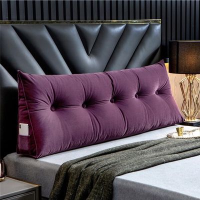 Gujuja Headboard Wedge Pillow Soft and Skin Friendly Reading Pillow Detachable Full Size Bed Back Rest Pillow for Sofa,Bed,Bay Window,59 * 9.05 * 19.6 Inches,Purple