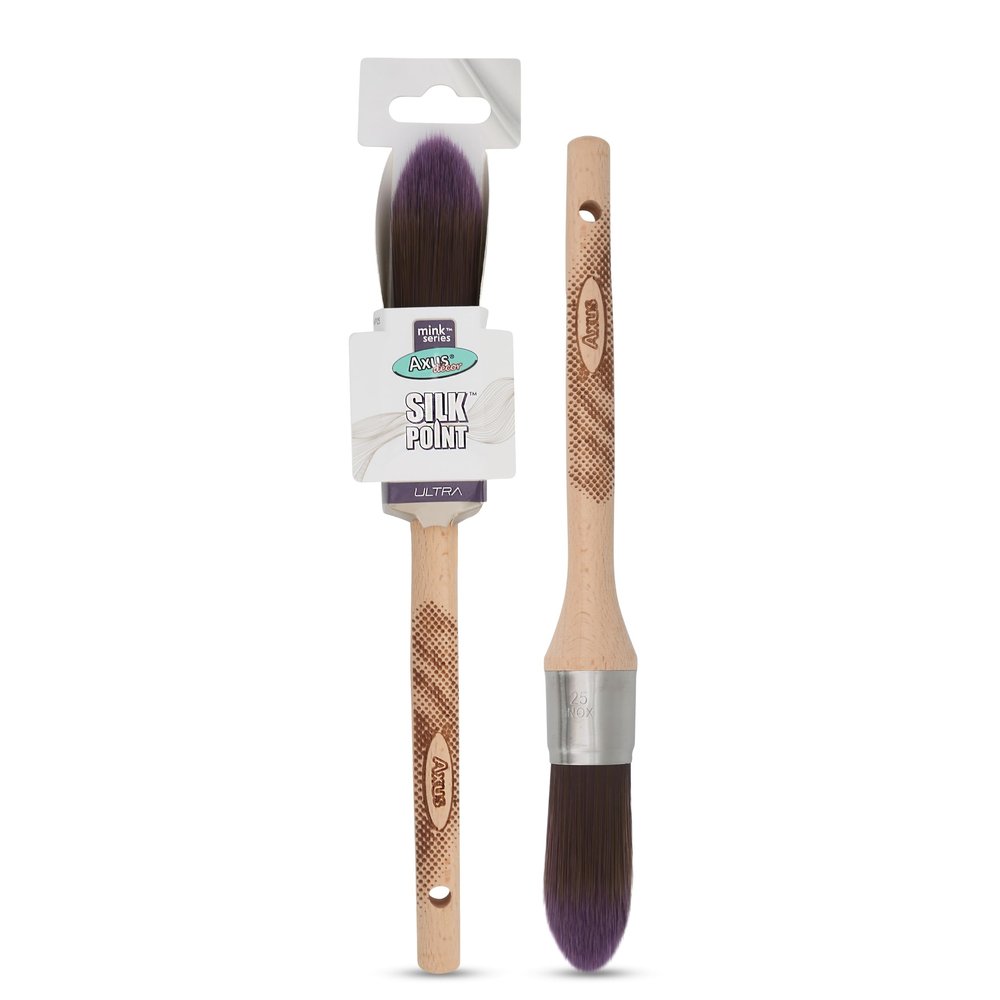 Axus Decor Paint Brush - 25mm, Silk Point Ultra Painting Brush Filaments & Birchwood Handle - Ideal for Intricate Work & Artistry, Anti-Rust Stainless Steel - Next Generation Brush