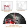 30" Christmas Tree Skirt with Pom Poms Red Bus Christmas Tree Mat Cover Xmas Tree Skirt for Xmas Holiday Party Christmas Decoration Ornaments Pom Poms Tree Skirt for Happy New Year view 4