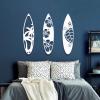 3 Pieces Metal Surfboard Wall Decor, Surfboard Metal Wall Art, Metal Palm Tree Wall Decor, Sea Turtle Wall Decor, Tropical Metal Art Wall Decor, Coastal Metal Wall Art, Gift for Surfers (6 x24 inchesx3 pcs / 16.5x60 cmx3 pcs, White) view 1