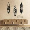3 Pieces Metal Surfboard Wall Decor, Surfboard Metal Wall Art, Metal Palm Tree Wall Decor, Sea Turtle Wall Decor, Tropical Metal Art Wall Decor, Coastal Metal Wall Art, Gift for Surfers (6 x24 inchesx3 pcs / 16.5x60 cmx3 pcs, White) view 2