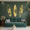 3 Pieces Metal Surfboard Wall Decor, Surfboard Metal Wall Art, Metal Palm Tree Wall Decor, Sea Turtle Wall Decor, Tropical Metal Art Wall Decor, Coastal Metal Wall Art, Gift for Surfers (6 x24 inchesx3 pcs / 16.5x60 cmx3 pcs, White) view 3