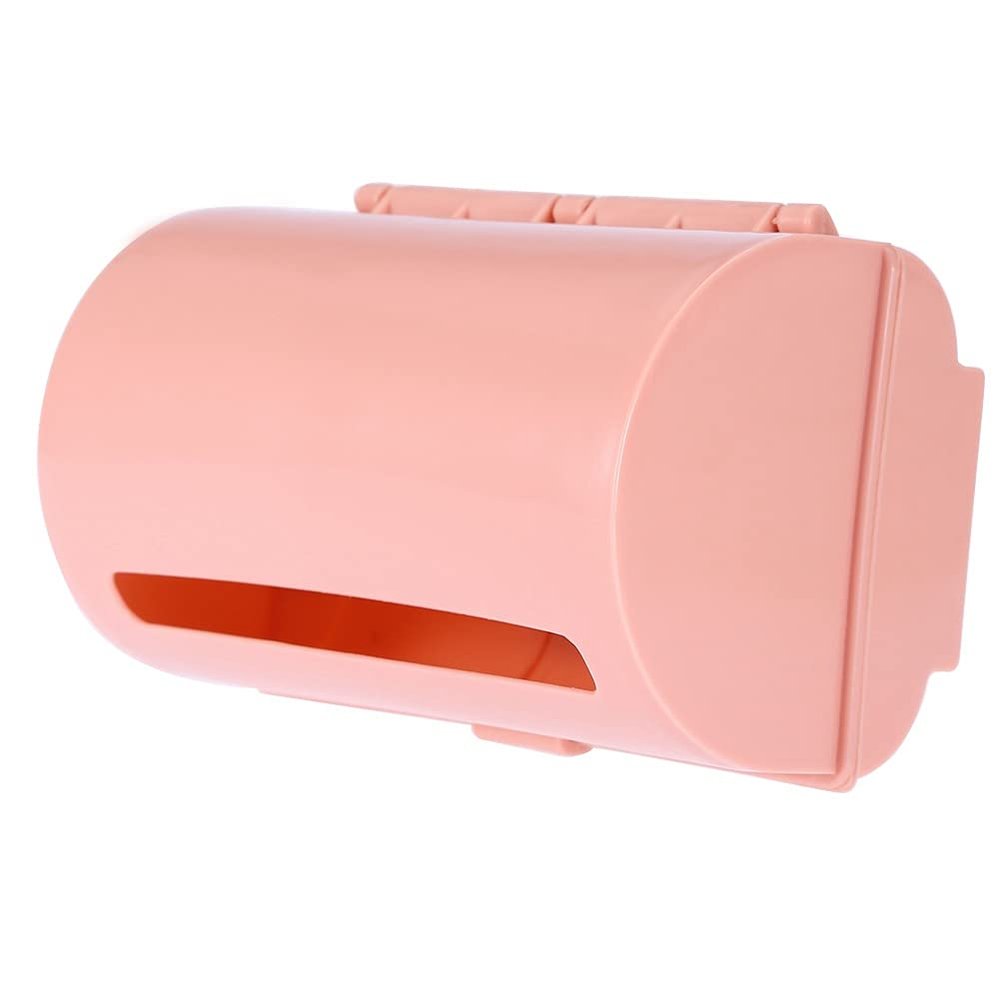 Trash Bag Dispenser Holder, Pink Garbage Bag Dispenser Roll Holder Wall Mount Trash Bag Holder Dispenser Kitchen Single Side Loaded Organizer