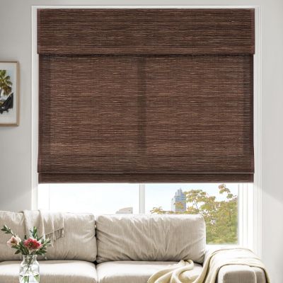MiLin Roman Shades for Windows Cordless Blackout Roman Window Shades Blinds 100% Natural Linen Hand-Made - Belgian Chocolate (with Lining, Block 60%-70% Light) 61" W x 64" H