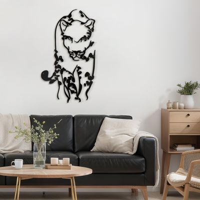 SIGNLEADER Metal Wall Art Decor Leopard Minimalist Modern Abstract Wall Sculpture Hangings Home Decoration for Living Room, Bedroom, Bathroom, Kitchen, Outdoor - 36" Black