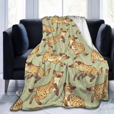 Animals Hyena Pattern Fleece Blanket Throw Warm Super Soft Comfort for Travel Outdoor Home 50"x40"