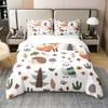 Castle Fairy Cute Fox Duvet Cover 100% Cotton Cartoon Owl Hedgehog Wildlife Duvet Cover Kids Teens Room Decor Rustic Mushroom Flowers Leaves Comforter Cover Twin Soft Bedspread,Zipper,No Comforter view 2