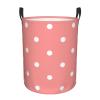 EdNeY Pale Pink Polka Dots Laundry Basket Waterproof Foldable Laundry Hamper with Durable Handle Circular Dirty Clothes Storage Basket for Family Bathroom Bedroom Dorm, Medium, Zxxzyl1110-36 view 1