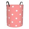 EdNeY Pale Pink Polka Dots Laundry Basket Waterproof Foldable Laundry Hamper with Durable Handle Circular Dirty Clothes Storage Basket for Family Bathroom Bedroom Dorm, Medium, Zxxzyl1110-36 view 2