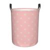 Retro Beige Polka Dot Pink Laundry Hamper with Durable Handle Waterproof Foldable Laundry Basket Circular Dirty Clothes Storage Basket for Home Bathroom Office Nursery view 1