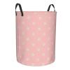 Retro Beige Polka Dot Pink Laundry Hamper with Durable Handle Waterproof Foldable Laundry Basket Circular Dirty Clothes Storage Basket for Home Bathroom Office Nursery view 2