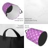 White Polka Dots Light Violet Laundry Basket Waterproof Foldable Laundry Hamper with Durable Handle Round Storage Bin Dirty Clothes Bag for Bedroom Bathroom College Dorm view 4