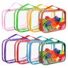 8 Packs Toy Storage Bags with Zipper, Clear PVC Organizing Bags, Reusable Toy Storage Organizer with Portable Handle, Travel Waterproof Organizer Bags for Building Blocks, Puzzle, Toys and Books view 1