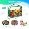 8 Packs Toy Storage Bags with Zipper, Clear PVC Organizing Bags, Reusable Toy Storage Organizer with Portable Handle, Travel Waterproof Organizer Bags for Building Blocks, Puzzle, Toys and Books view 2