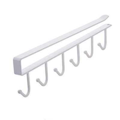 NevStp 6 Hooks Storage Shelf Wardrobe Cabinet Metal Under Shelves Mug Cup Hanger Bathroom Kitchen Organizer Hanging Rack Holder,6 Hooks 1PC White