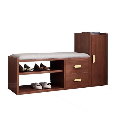 CHICKEN Shoe Bench Wooden Shoe Changing Stool Can Sit Shoe Cabinet Home Door Shoe Rack Integrated Soft Bag Wearing Shoe Stool Storage Shoe Shelf for Entryway (Color : A, Size : S 108cm)
