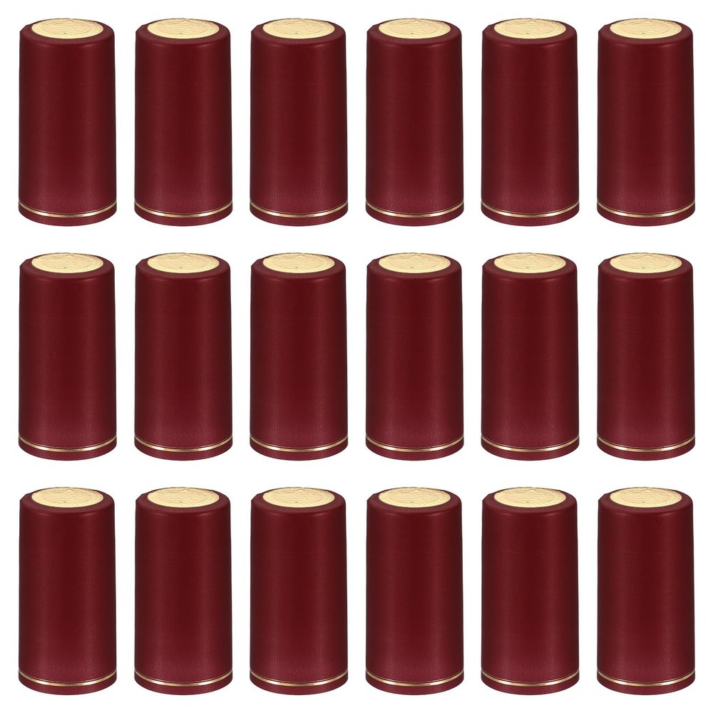 PATIKIL PVC Heat Shrink Cap with Tear Tab for Wine Bottle, 120 Pcs 30x60mm Wine Shrink Wrap Seals Sleeves Caps Shrink Top Cover Line for Wine Cellars Home Kitchen Use, Red