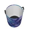Abstract Purple Ink Marble Texture Laundry Hamper with Durable Handle Waterproof Foldable Laundry Basket Circular Dirty Clothes Storage Basket for Bedroom Bathroom and Nursery view 3