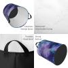 Abstract Purple Ink Marble Texture Laundry Hamper with Durable Handle Waterproof Foldable Laundry Basket Circular Dirty Clothes Storage Basket for Bedroom Bathroom and Nursery view 4