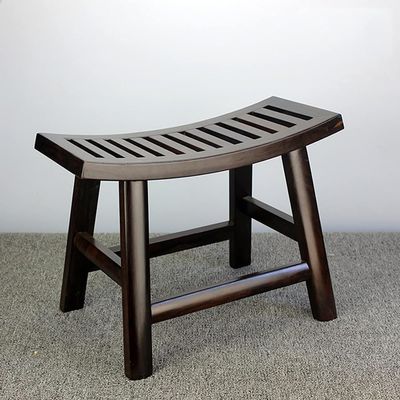 MegLob Blackwood Shower Stool, 39*17*29Cm, Solid Wood Shower Benches for inside Shower, Small Bathroom Shower Bench Stool, Ergonomic Shower Stool with Curved Seat Surface, Multifunctional Wood Stool